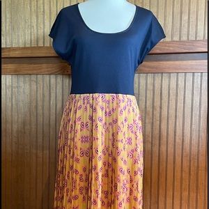 #333, Maison jules, Vintage, navy/peach/goldish yellow size L dress